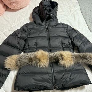 Moncler Black Puffer Jacket with Fur Trim